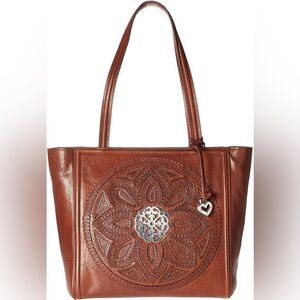 Brighton Dahlia Brown Leather Tote Purse Ferrara Collection